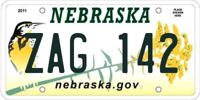 NE license plate ZAG142