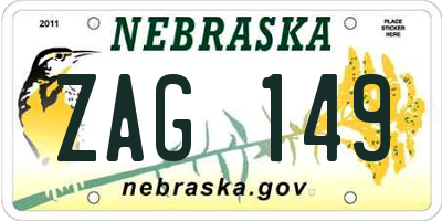 NE license plate ZAG149