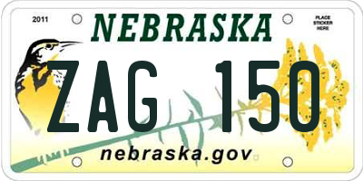 NE license plate ZAG150