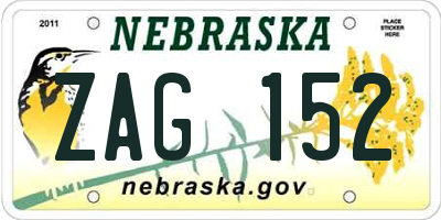 NE license plate ZAG152