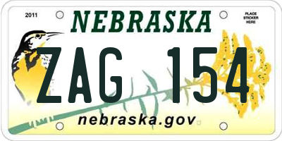 NE license plate ZAG154