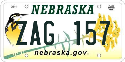 NE license plate ZAG157