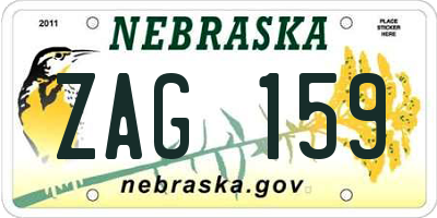 NE license plate ZAG159