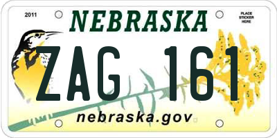 NE license plate ZAG161