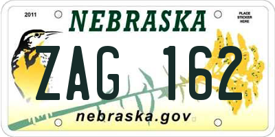 NE license plate ZAG162