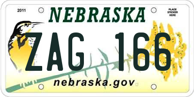 NE license plate ZAG166