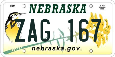 NE license plate ZAG167
