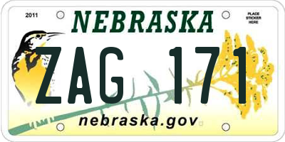 NE license plate ZAG171