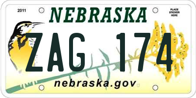 NE license plate ZAG174