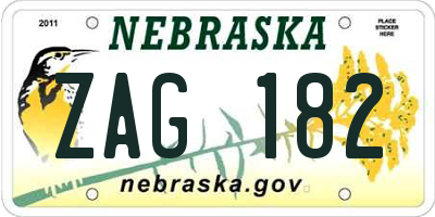 NE license plate ZAG182