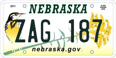 NE license plate ZAG187
