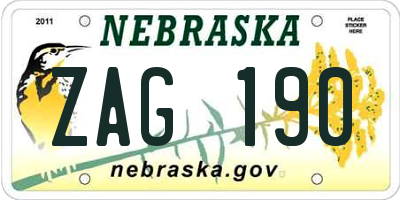 NE license plate ZAG190