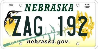 NE license plate ZAG192