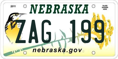 NE license plate ZAG199