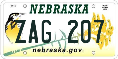 NE license plate ZAG207