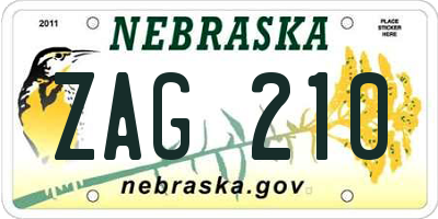 NE license plate ZAG210