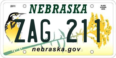 NE license plate ZAG211
