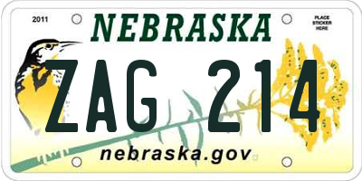 NE license plate ZAG214