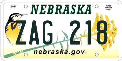 NE license plate ZAG218