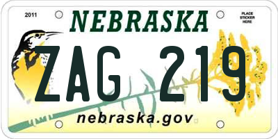 NE license plate ZAG219