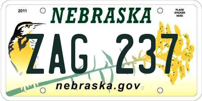 NE license plate ZAG237