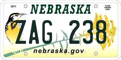 NE license plate ZAG238