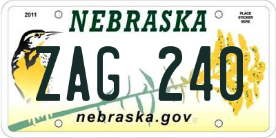 NE license plate ZAG240