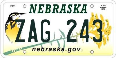 NE license plate ZAG243
