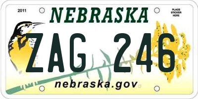 NE license plate ZAG246
