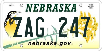 NE license plate ZAG247