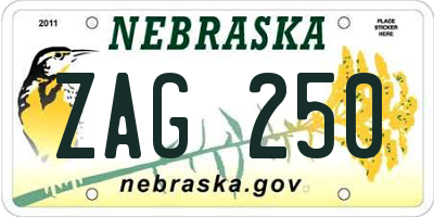 NE license plate ZAG250