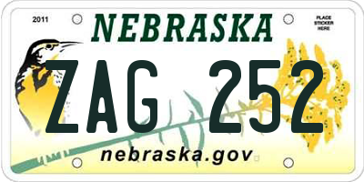 NE license plate ZAG252