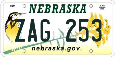 NE license plate ZAG253