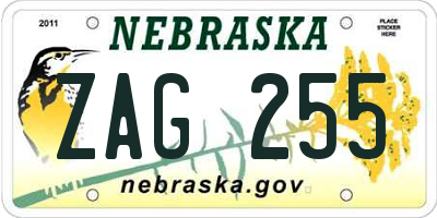 NE license plate ZAG255