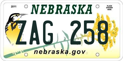NE license plate ZAG258