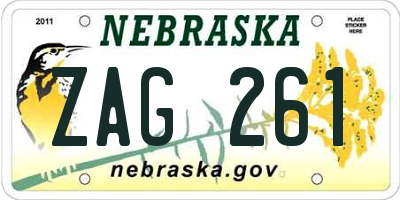 NE license plate ZAG261