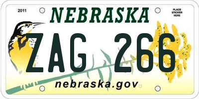 NE license plate ZAG266