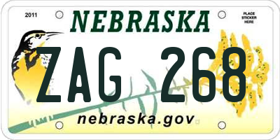 NE license plate ZAG268