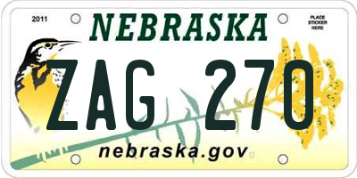 NE license plate ZAG270
