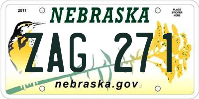 NE license plate ZAG271
