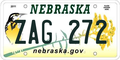 NE license plate ZAG272