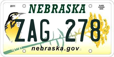 NE license plate ZAG278