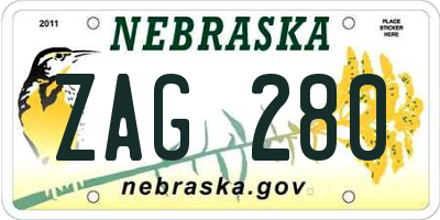 NE license plate ZAG280