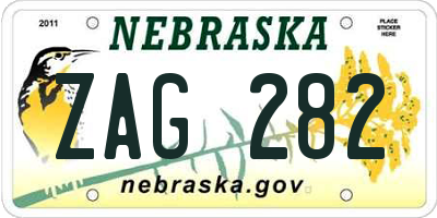 NE license plate ZAG282