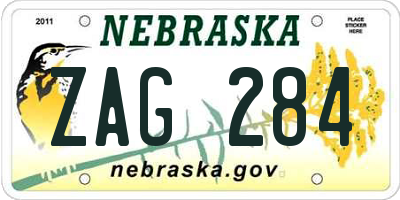 NE license plate ZAG284