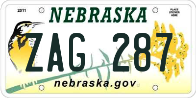 NE license plate ZAG287