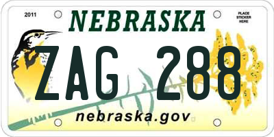 NE license plate ZAG288