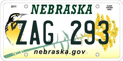 NE license plate ZAG293
