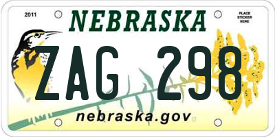 NE license plate ZAG298