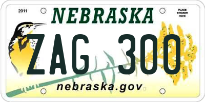 NE license plate ZAG300